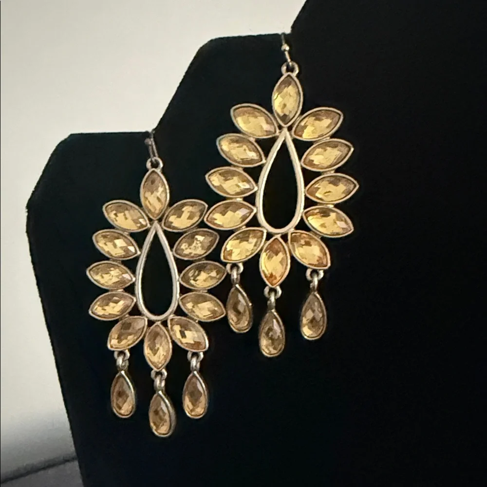 Gold Teardrop Crystal Chandelier Earrings
